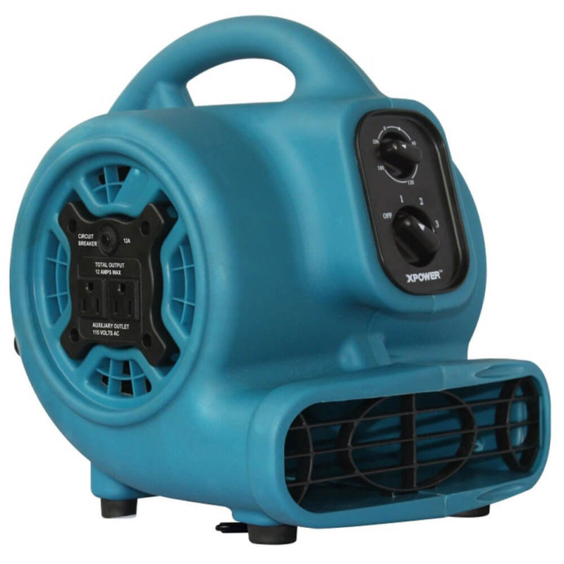 XPOWER P-230AT 1/5 HP Mini Air Mover with Timer & Power Outlets - Refurbished