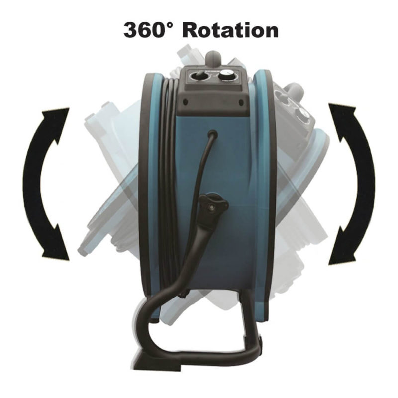 Rack/stand included allowing 360-degree rotation for multiple drying positions